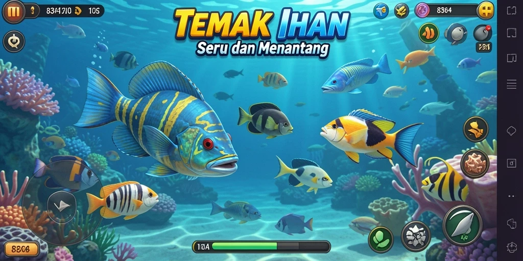 Tampilan gameplay seru Tembak Ikan di 8364.