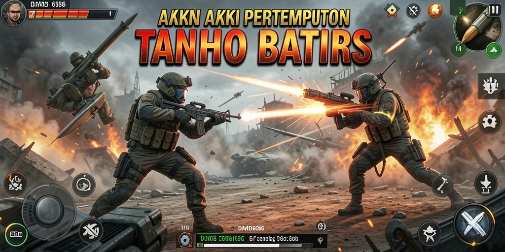 Screenshot DMD686 memperlihatkan aksi tembak-menembak yang intens.