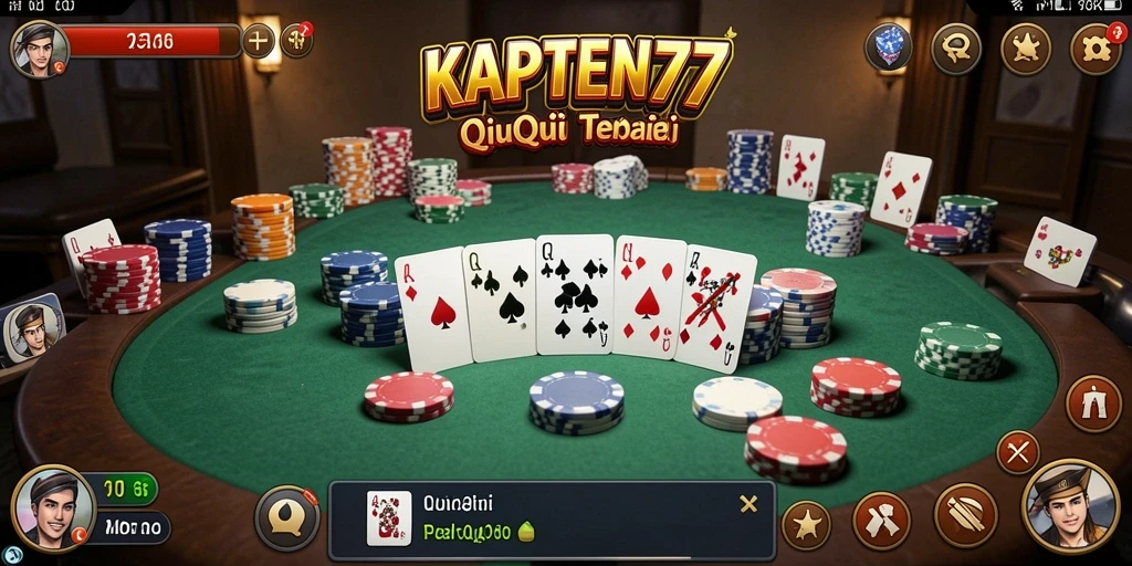 Screenshot gameplay seru KAPTEN77 dengan tampilan kartu yang menarik.