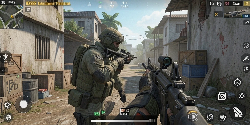 Gameplay menarik NX888, aksi tempur seru dalam dunia FPS.